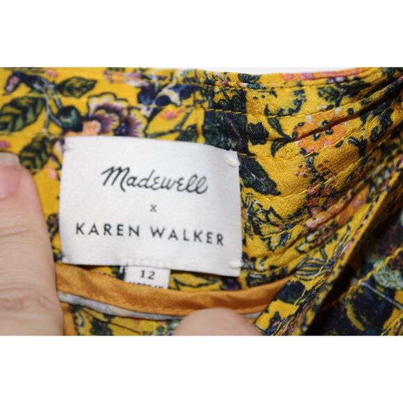 MADEWELL x KAREN WALKER floral potter pants 100% Silk size 12 womens - Picture 7 of 11